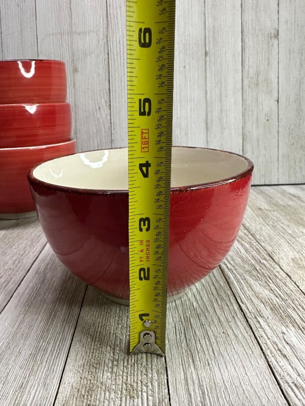Vtg Royal Norfolk Stoneware Deep Soup Cereal Bowls Red Ceramic 5.5" DIA Set 4 - Picture 8 of 9